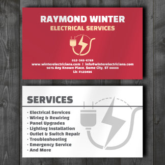 Electrical Services Professional Red Business Card