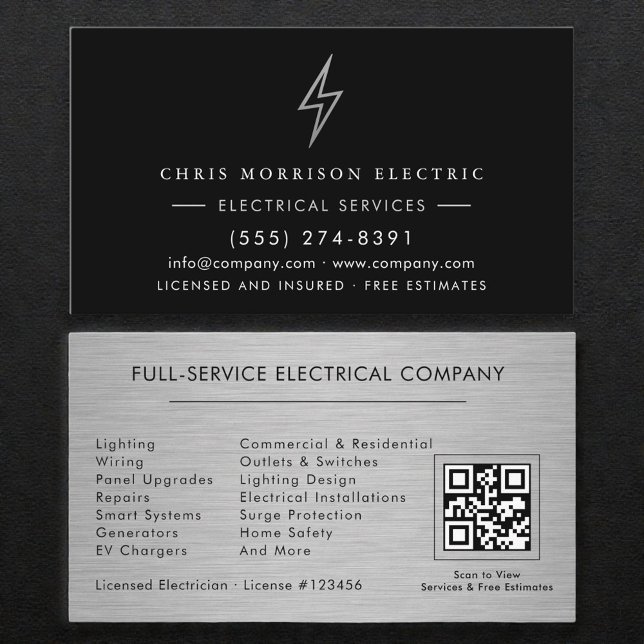 Electrical Services QR Code Professional Business Card (Creator Uploaded)
