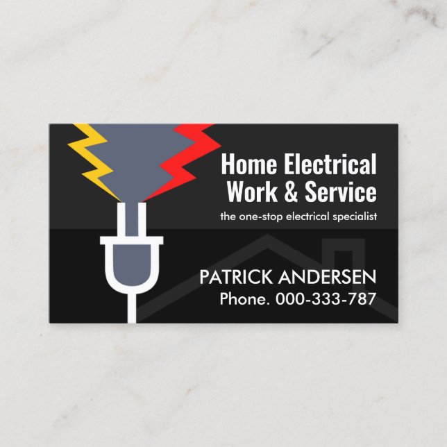 Electrical Spark Powers Plug Tower Business Card (Front)