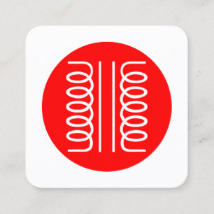 Electrical Transformer Symbol - Red and White Square Business Card