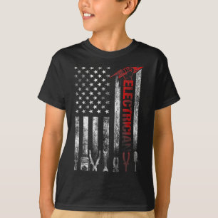 Electrician American Flag Funny Electricians Tools T-Shirt