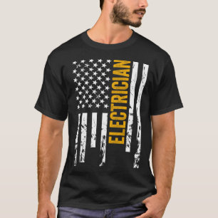 Electrician American Flag Patriotic Lineman  USA F T-Shirt