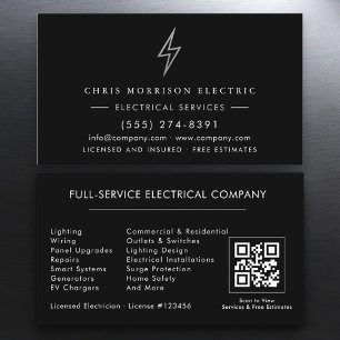 Electrician – Black Silver Electrical Service Business Card