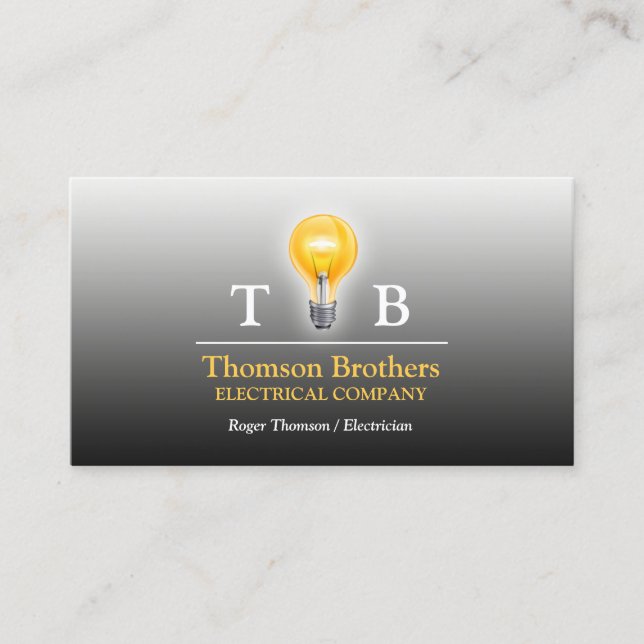 Electrician Bulb Business Card (Front)