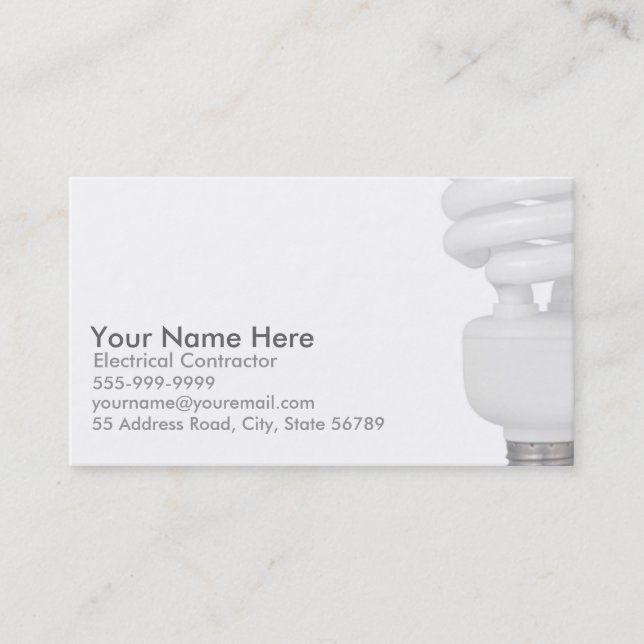 Electrician Business Cards (Light Bulb) (Front)