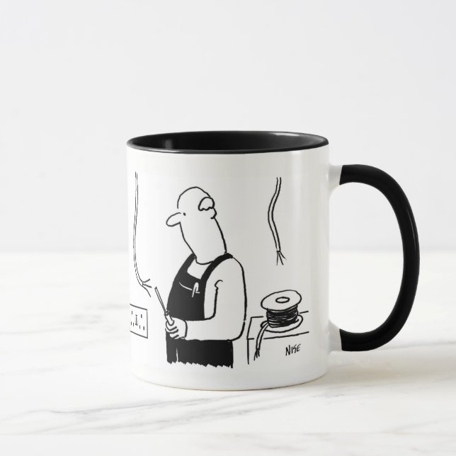 Electrician Cartoon on Electrical Worker Mug (Right)