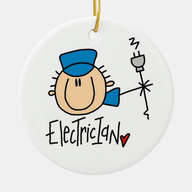 Electrician Ceramic Tree Decoration (Front)