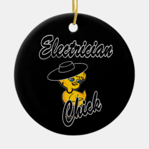 Electrician Chick #4 Ceramic Tree Decoration