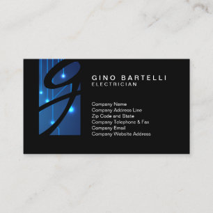 Electrician Circuit Lights Monogram Skilled Trade Business Card
