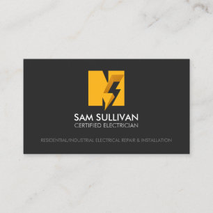 Electrician Contractor Monogram N Business Card