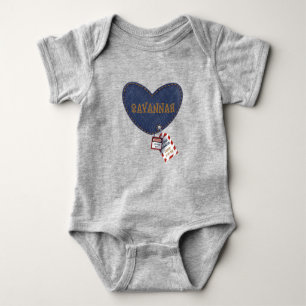 Electrician Dad LOTO Jean Heart Patch  Baby Bodysuit