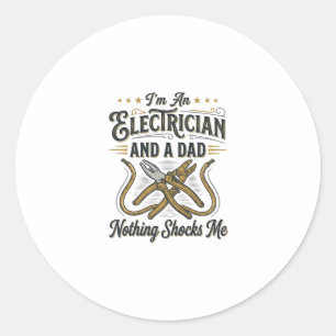 Electrician Dad Nothing Shocks Me Vintage Shirt De Classic Round Sticker
