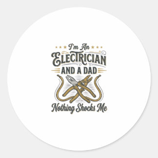 Electrician Dad Nothing Shocks Me Vintage Shirt De Classic Round Sticker