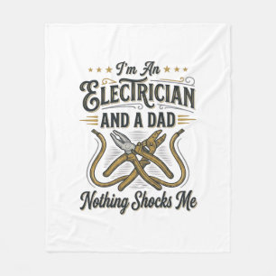 Electrician Dad Nothing Shocks Me Vintage Shirt De Fleece Blanket
