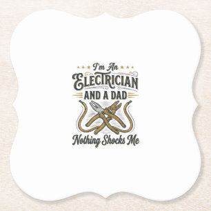 Electrician Dad Nothing Shocks Me Vintage Shirt De Paper Coaster