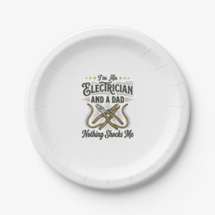 Electrician Dad Nothing Shocks Me Vintage Shirt De Paper Plate