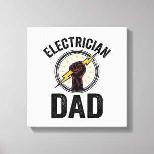 Electrician Dad Vintage Engraving Vector Shirt Des Canvas Print