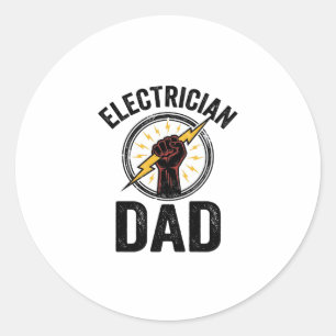 Electrician Dad Vintage Engraving Vector Shirt Des Classic Round Sticker
