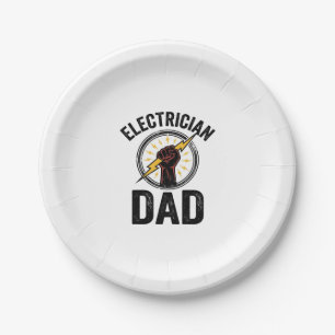 Electrician Dad Vintage Engraving Vector Shirt Des Paper Plate