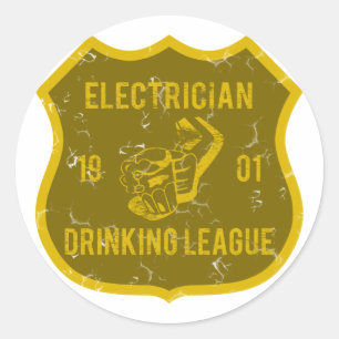 Electrician Drinking League Classic Round Sticker
