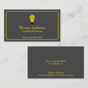 Electrician Electric Company Business Card