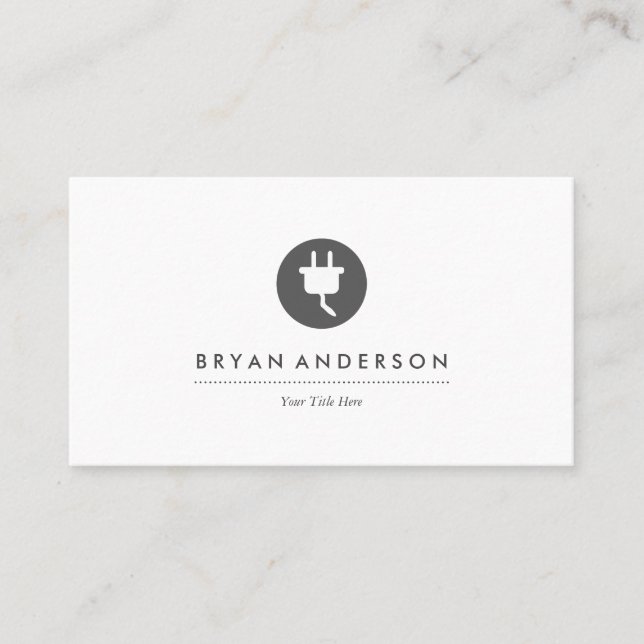 Electrician - Electric Plug Logo Business Card (Front)