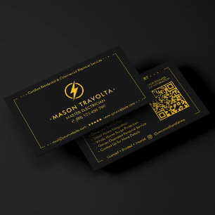 Electrician Electrical Contractor Black Yellow Business Card