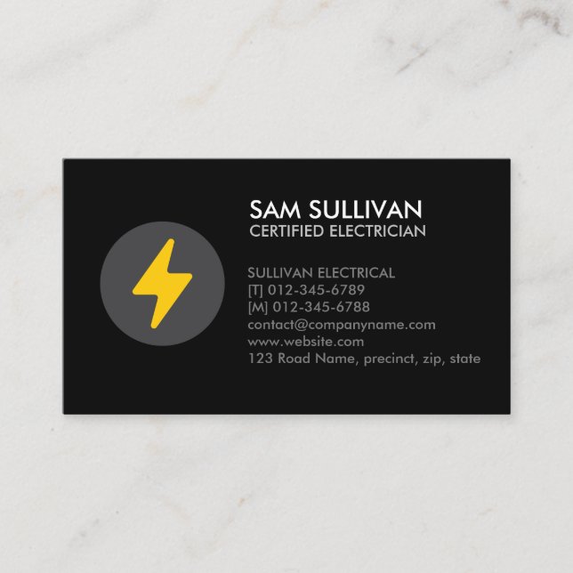 Electrician Electrical Contractor Business Card (Front)