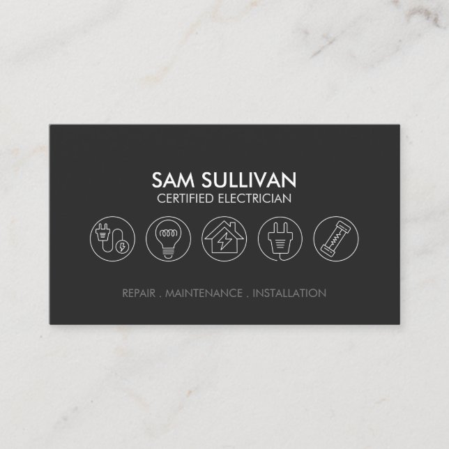 Electrician Electrical Contractor Business Card (Front)