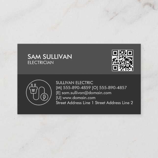 Electrician Electrical Contractor Business Card (Front)