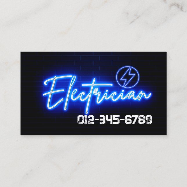 Electrician Electrical Contractor Business Card (Front)