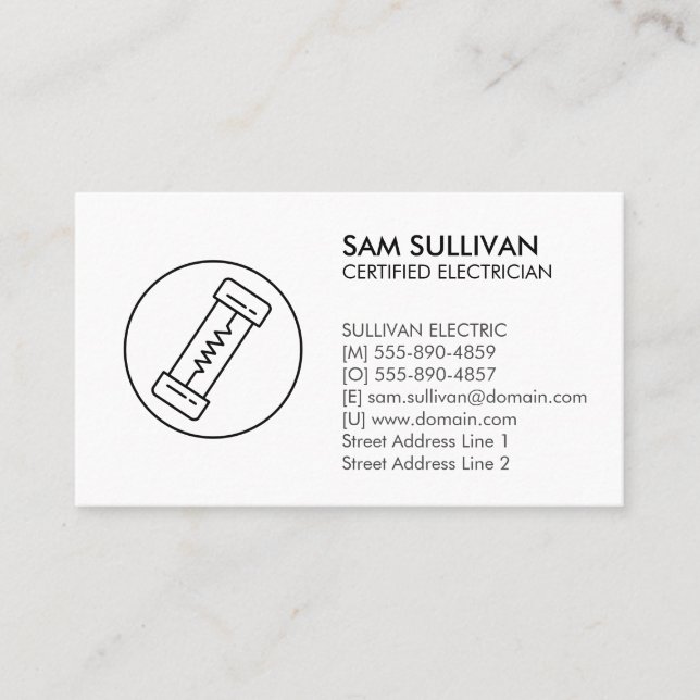 Electrician Electrical Contractor Business Card (Front)