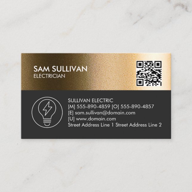 Electrician Electrical Contractor Business Card (Front)