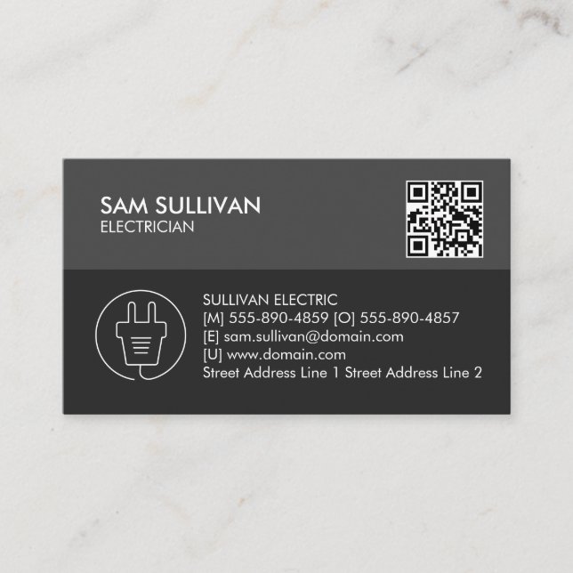 Electrician Electrical Contractor Business Card (Front)