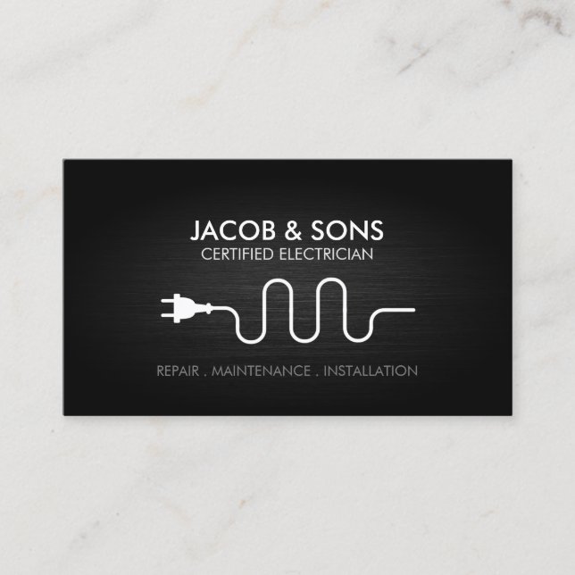 Electrician Electrical Contractor Faux Metal Business Card (Front)