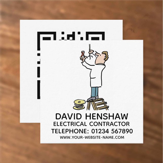 Electrician & Electrical Contractor Square Business Card (Creator Uploaded)