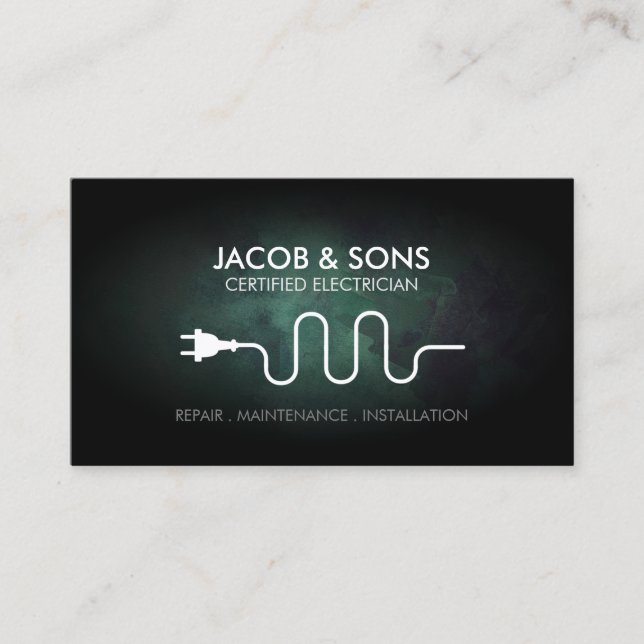 Electrician Electrical Contractor Turquoise Grunge Business Card (Front)
