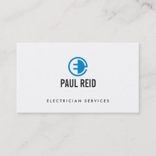 Electrician Electrical Logo White Business Card