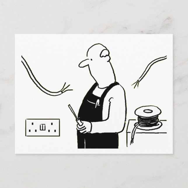 Electrician Electrical Services Cartoon Postcard (Front)