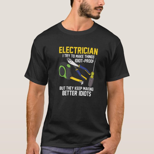 Electrician Engineer Electrical Technician Dad T-Shirt (Front)