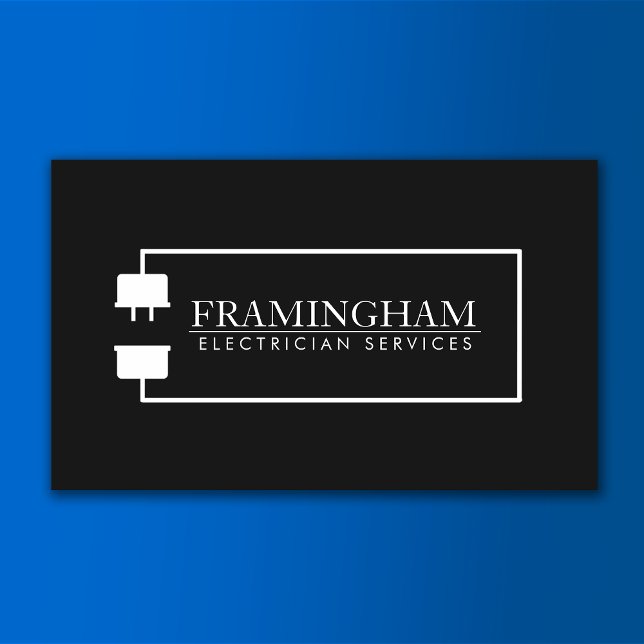  Electrician Extension Cord Logo Black Business Card (Creator Uploaded)