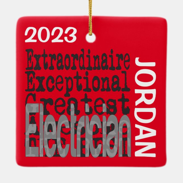 Electrician Extraordinaire CUSTOM Ceramic Ornament (Back)