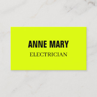  Electrician Fluorescent Neon Yellow Electricity  Business Card