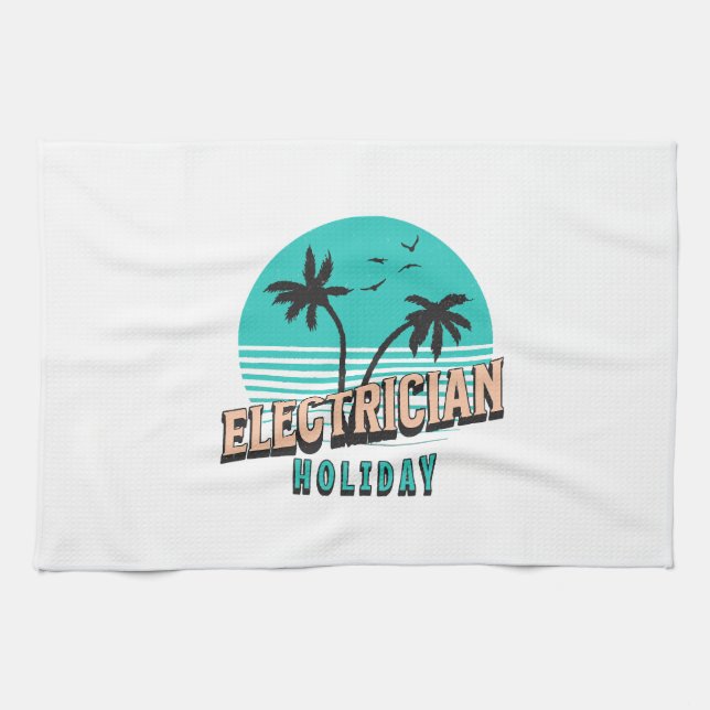 Electrician Holiday Tea Towel (Horizontal)