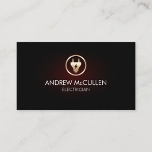 Electrician Home Repair Plug Icon Red Glow Business Card