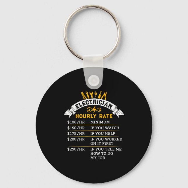Electrician Hourly Rate For Handyman Humor Labor R Key Ring (Front)