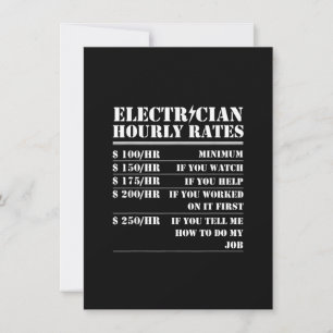 Electrician Hourly Rate Funny Electrical Mechanic Card
