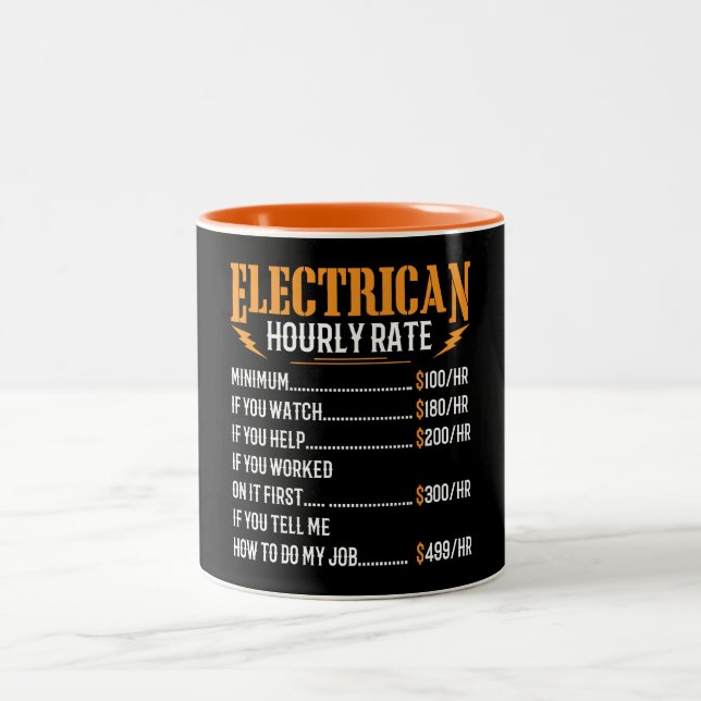 Electrician Hourly Rate Two-Tone Coffee Mug (Center)