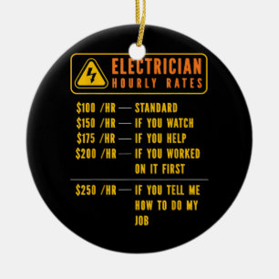 Electrician Hourly Rates Electricity Electrical Ceramic Tree Decoration
