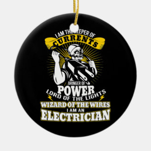 Electrician I Am The Keeper of Currents Ectricity Ceramic Tree Decoration